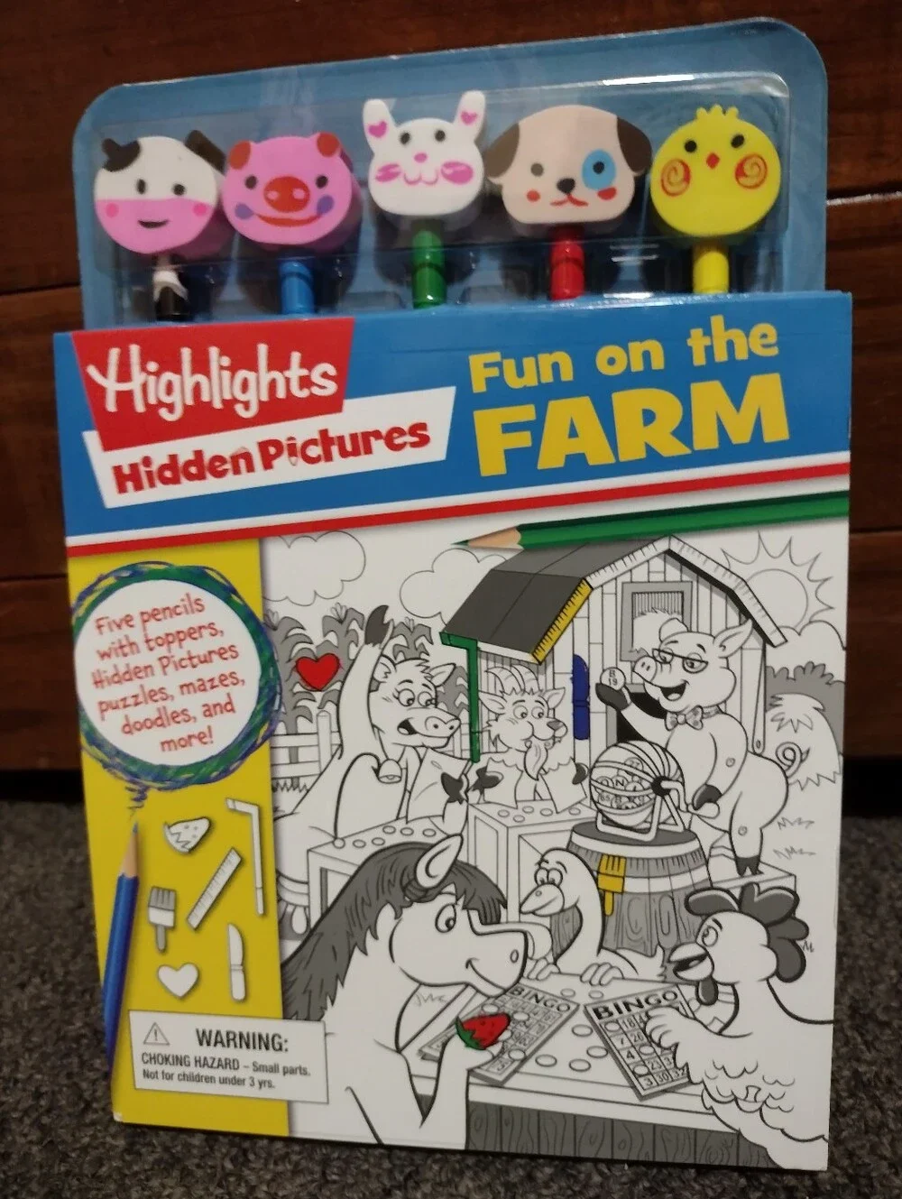 Highlights Fun on the Farm Kids Pencil Set with Animal Toppers - Multicolor